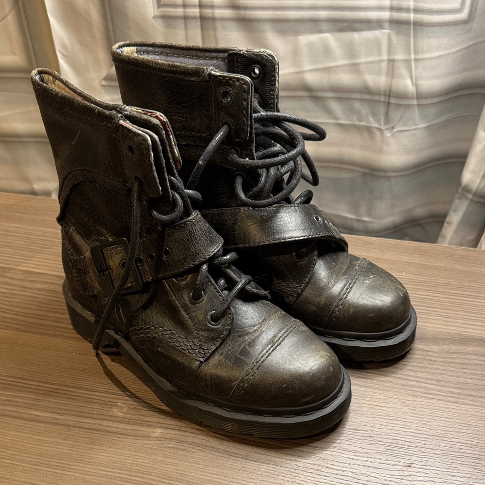 Dr. Martens Charcoal Leather Lace Up Boots